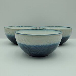 Pfaltzgraff Eclipse Blue Soup Cereal Bowls White Blue Textured Stoneware Bowls